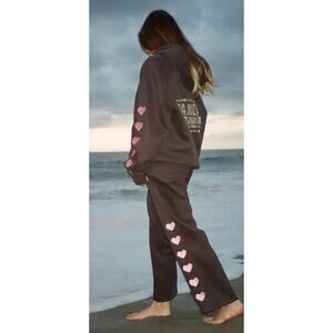 Dandy Embroidered "Heart on My Sleeve" Sweatpants in Charcoal Gray Med